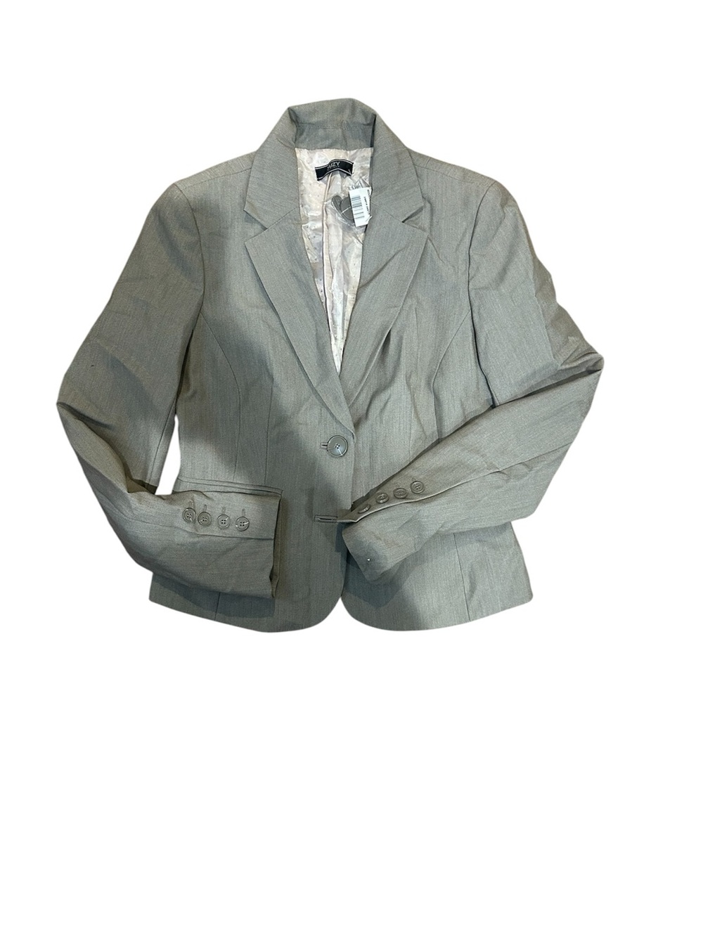 Suzy Shier Gray Single-Button Notch Lapel Blazer